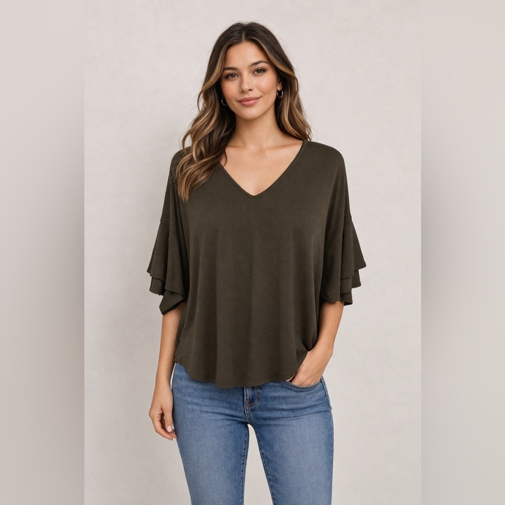 Express Olive Green Top‎ Blouse Medium